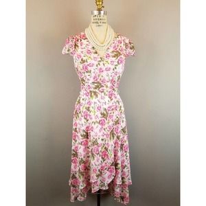 Betsey Johnson Women's Size 2 Pink Roses Floral Wrap Dress